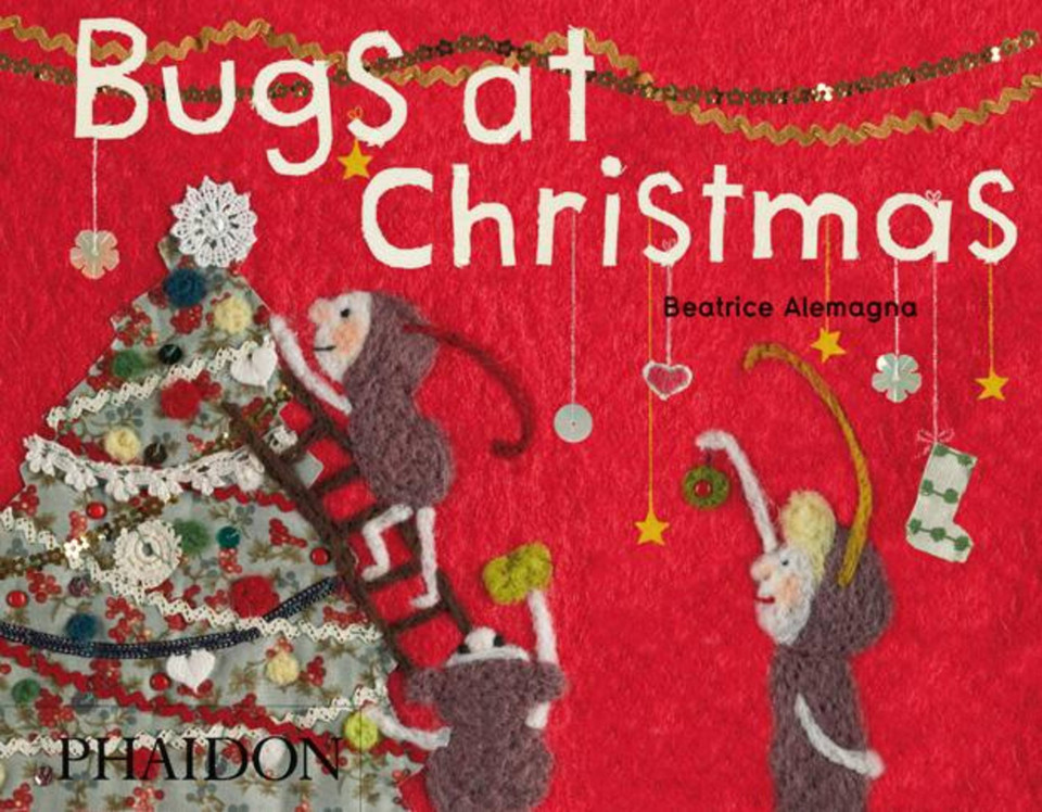 Bugs at Christmas book cover by Beatrice Alemagna