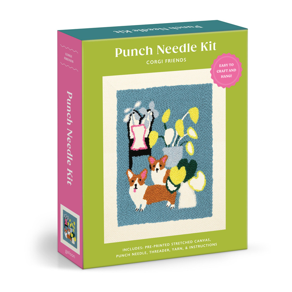 Corgi Friends Punch Needle Kit book cover by Galison Galison