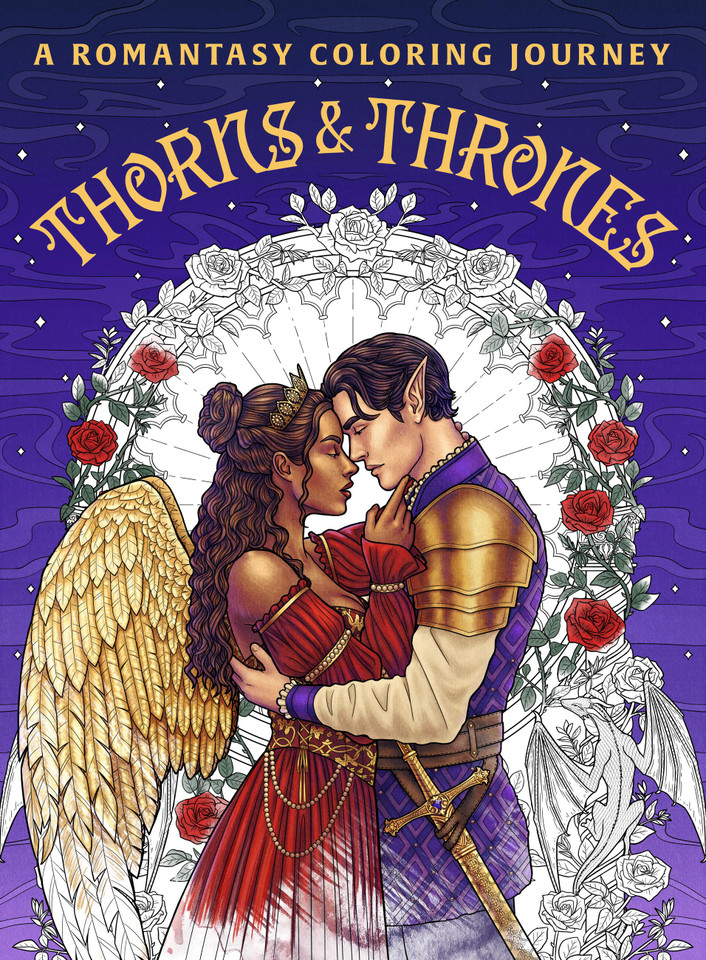 Thorns & Thrones: A Romantasy Coloring Journey book cover by 
