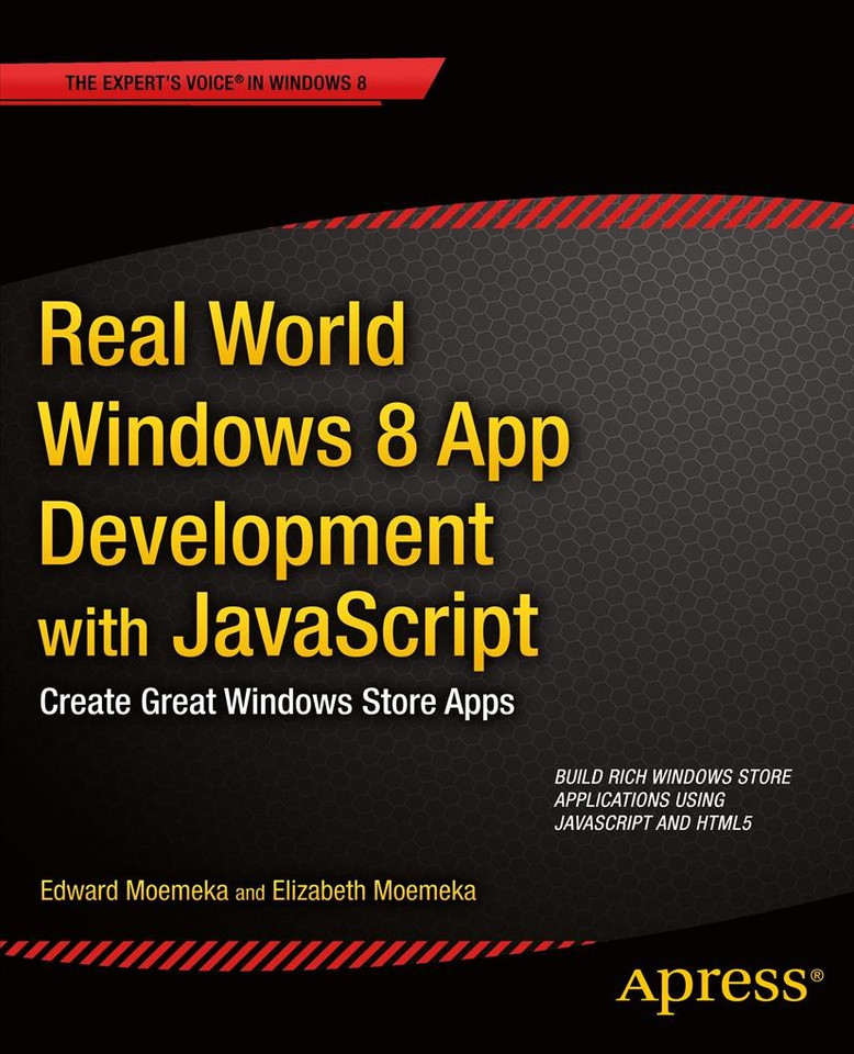 Real World Windows 8 App Development with JavaScript: Create Great Windows Store Apps book cover by Edward Moemeka, Elizabeth Lomasky