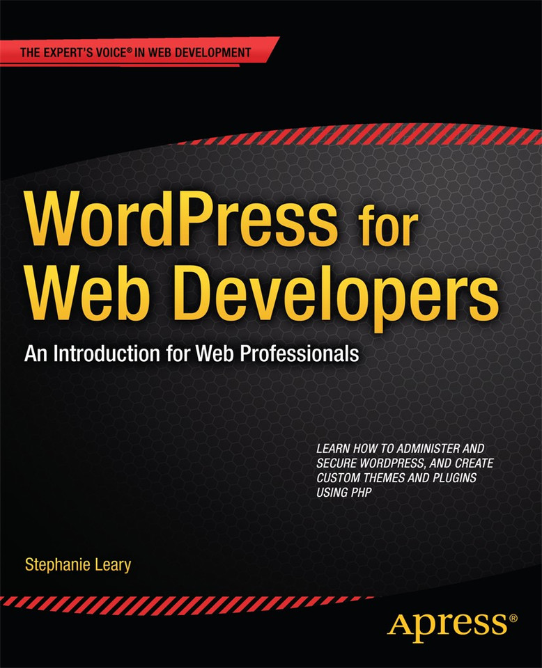 WordPress for Web Developers: An Introduction for Web Professionals book cover by Stephanie Leary
