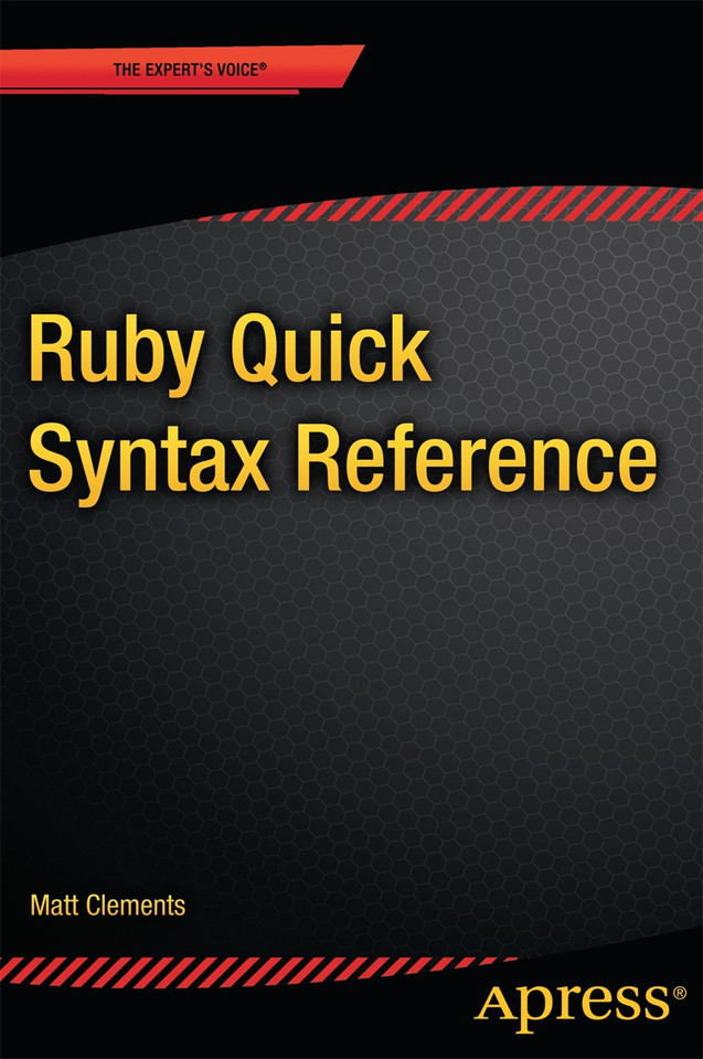 Ruby Quick Syntax Reference book cover by Matt Clements