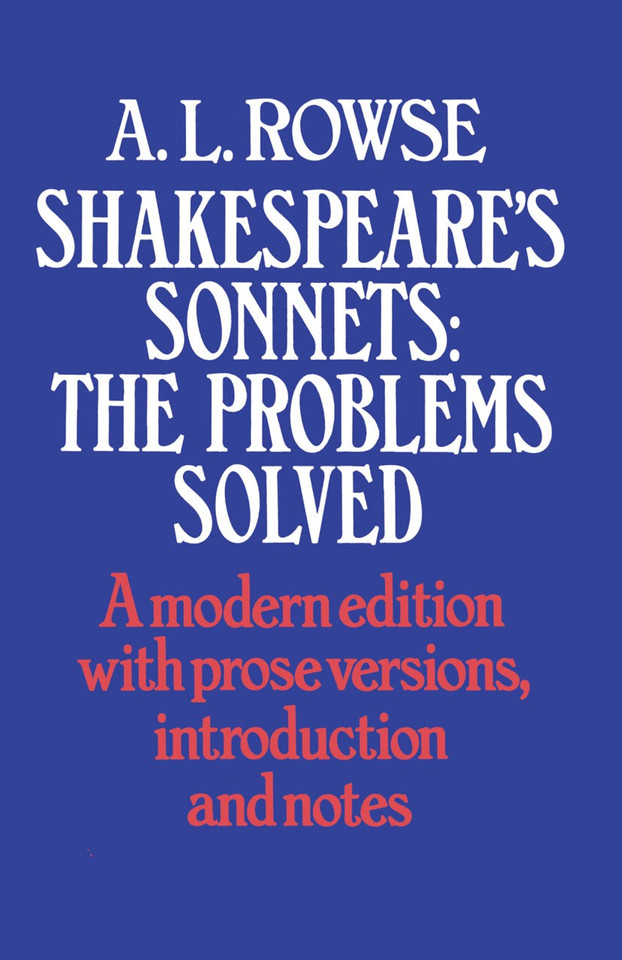 Shakespeare’s Sonnets: The Problems Solved book cover by William Shakespeare