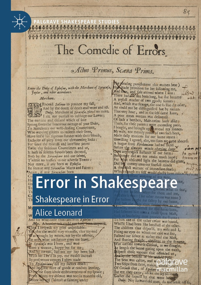 Error in Shakespeare: Shakespeare in Error (Palgrave Shakespeare Studies) book cover by Alice Leonard