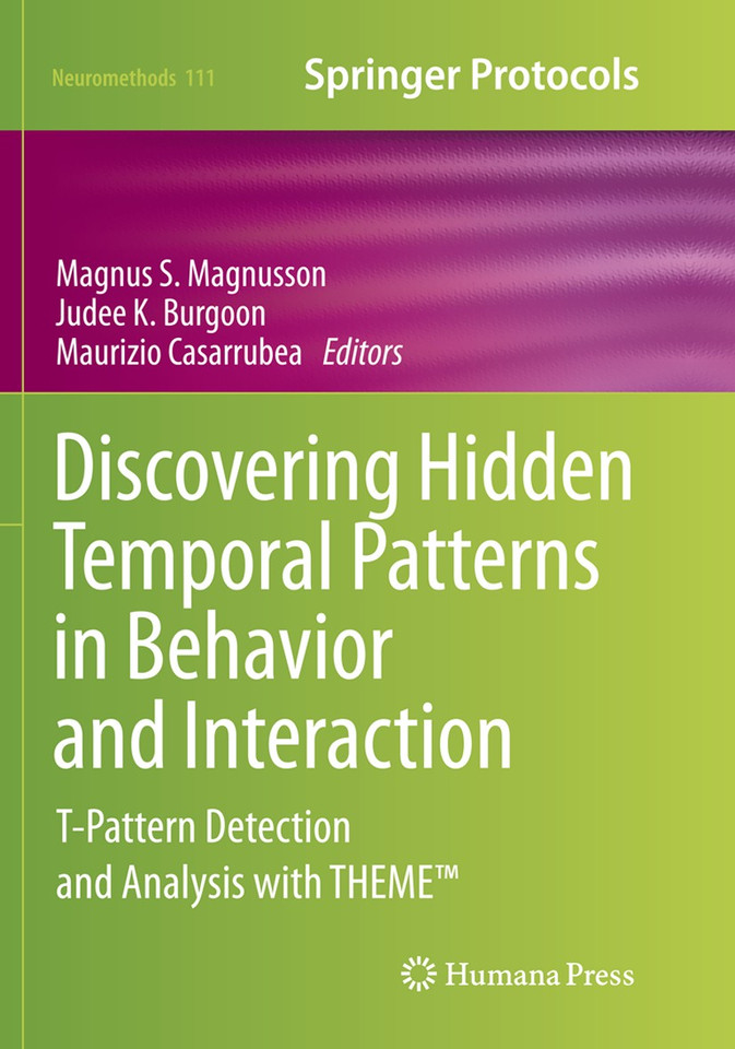 Discovering Hidden Temporal Patterns in Behavior and Interaction: T-Pattern Detection and Analysis with THEME™ (Neuromethods #111) book cover by 