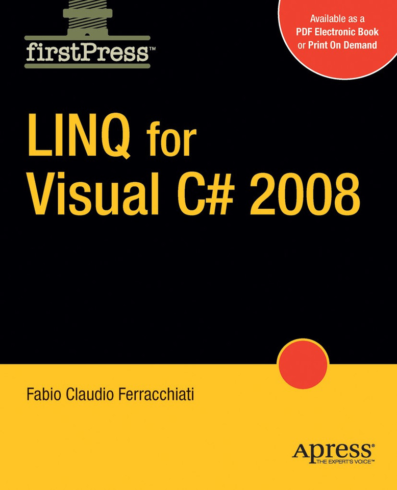 LINQ for Visual C# 2008 book cover by Fabio Claudio Ferracchiati