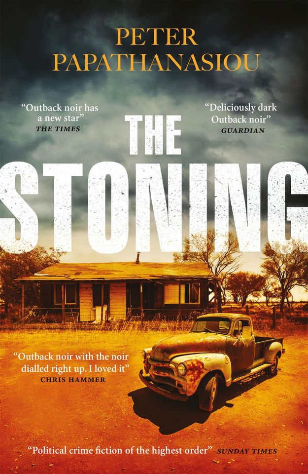 The Stoning: "The crime debut of the year" THE TIMES book cover by Peter Papathanasiou
