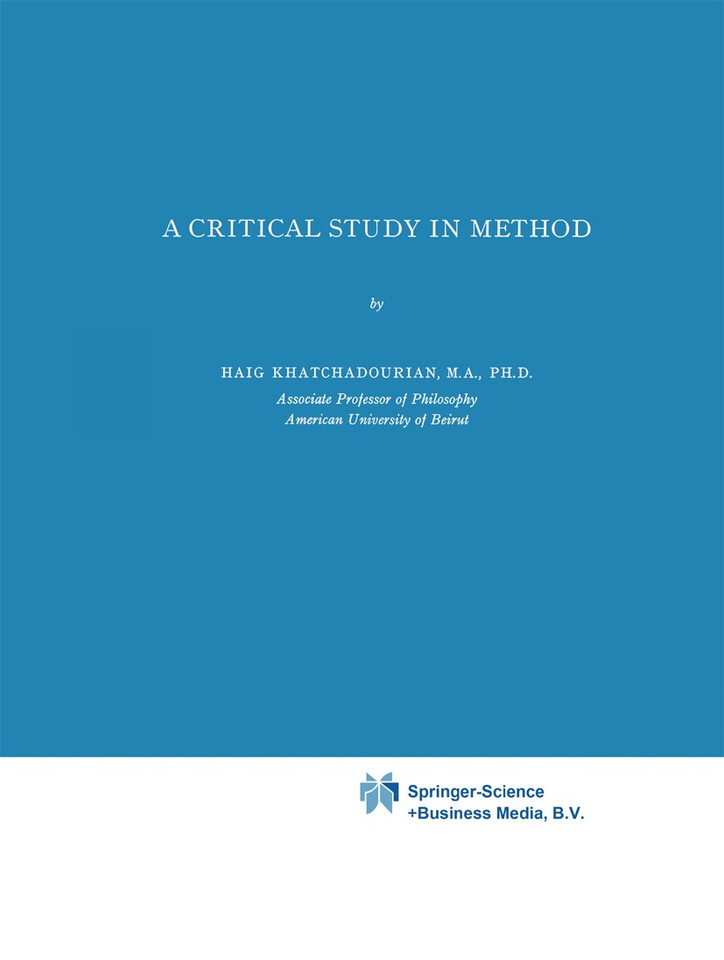A Critical Study in Method book cover by H. Khathchadourian