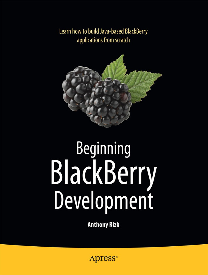 Beginning BlackBerry Development book cover by Anthony Rizk