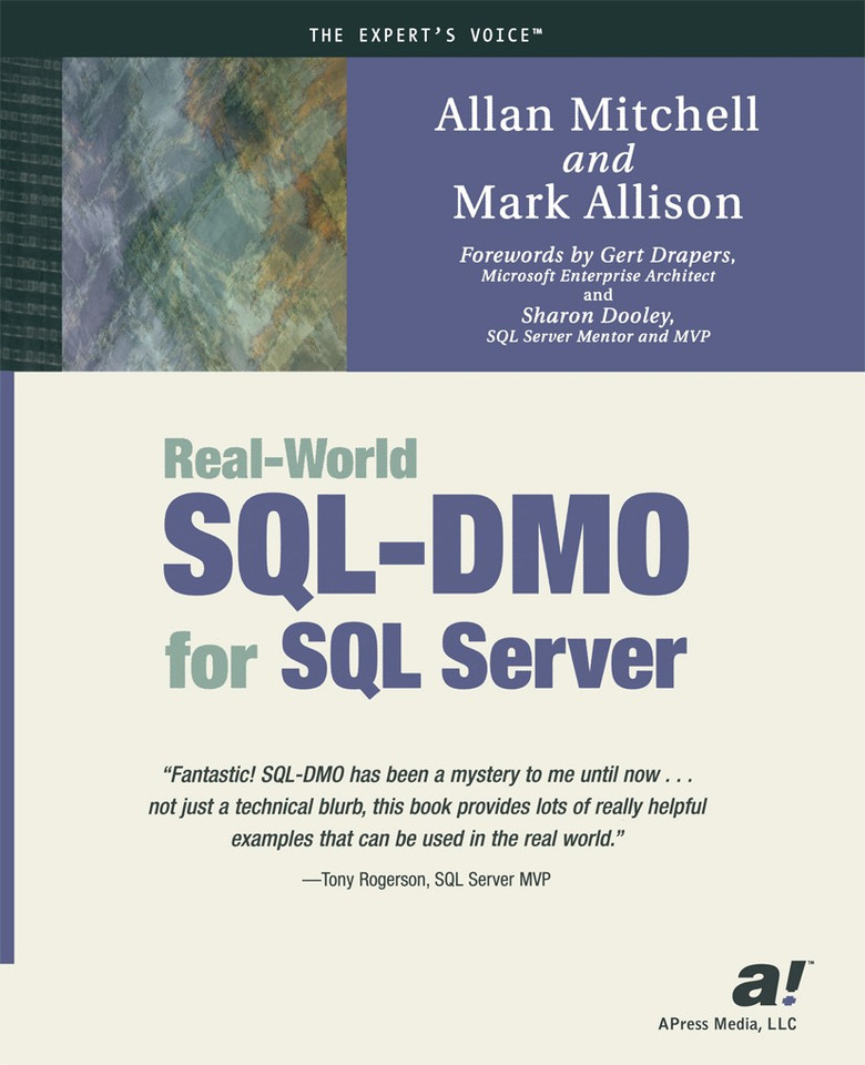 Real-World SQL-DMO for SQL Server book cover by Allan Mitchell, Mark Allison