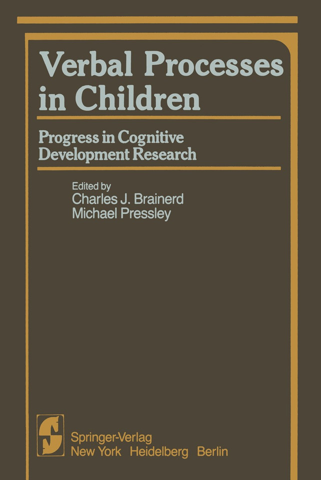 Verbal Processes in Children: Progress in Cognitive Development Research (Springer Series in Cognitive Development) book cover by 