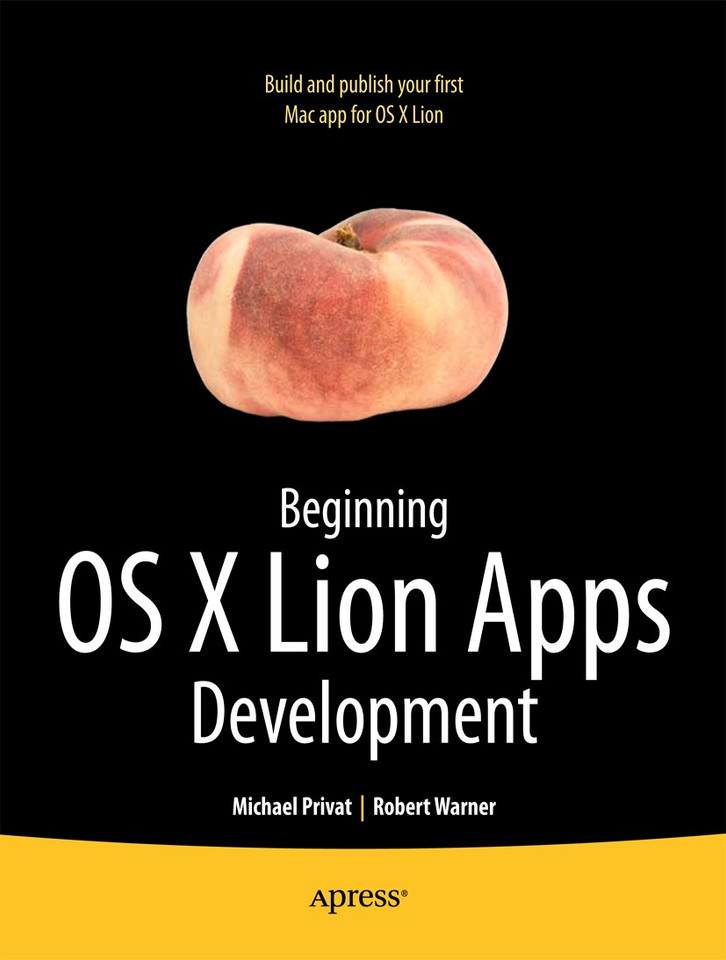 Beginning OS X Lion Apps Development book cover by Robert Warner, Michael Privat