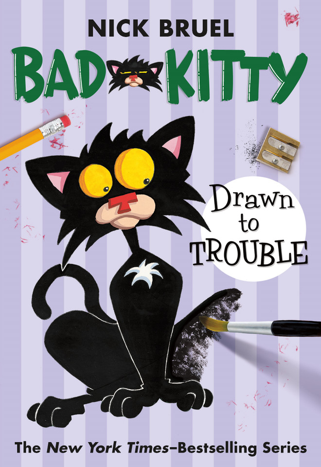 Bad Kitty Drawn to Trouble (paperback black-and-white edition) (Bad Kitty) book cover by Nick Bruel