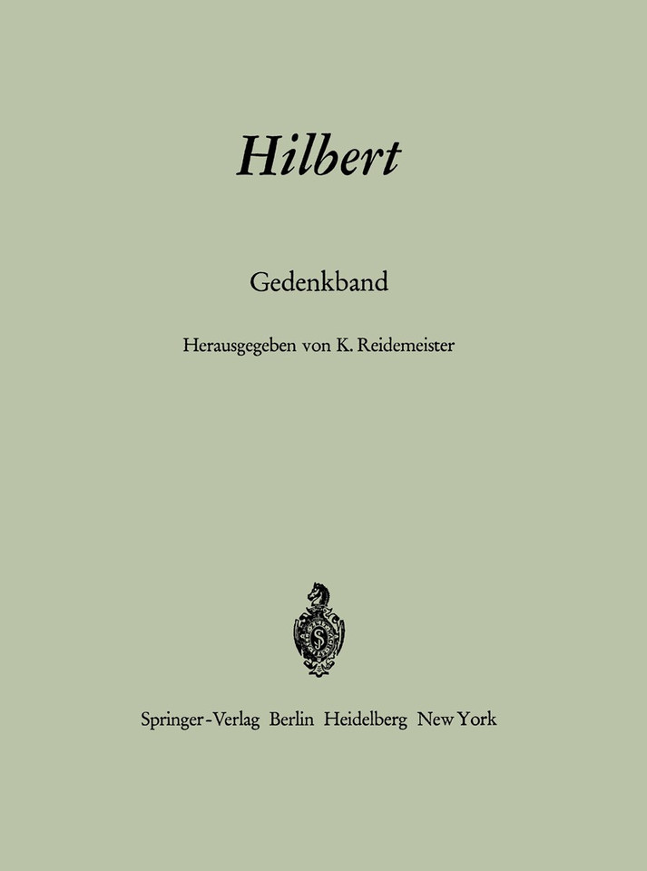 Hilbert: Gedenkband book cover by 