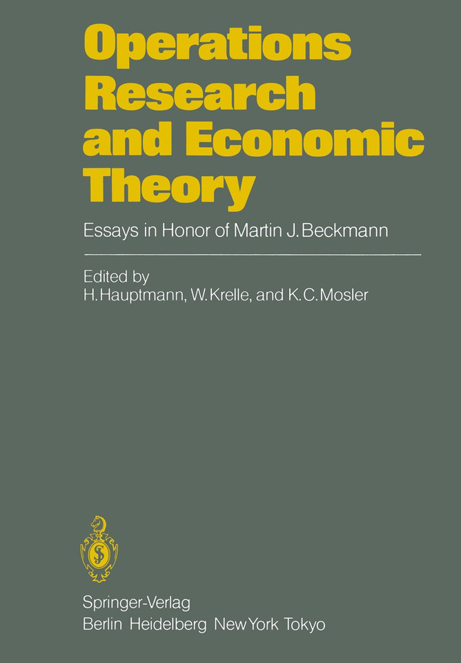 Operations Research and Economic Theory: Essays in Honor of Martin J. Beckmann book cover by 