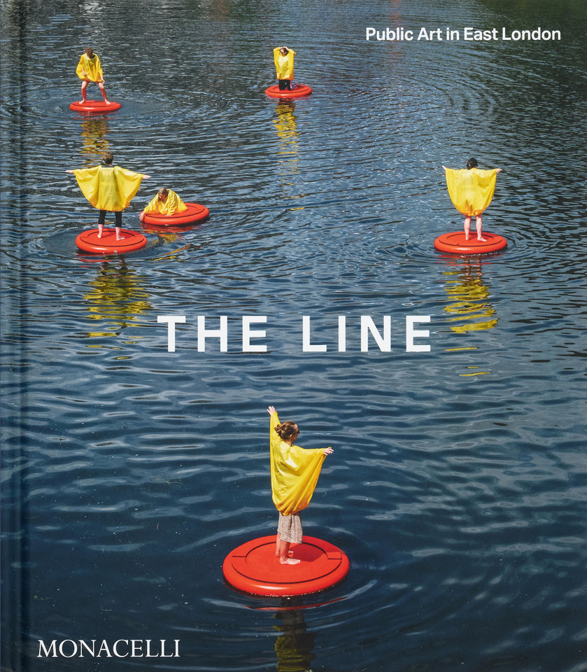 The Line: Public Art in East London book cover by Jes Fernie, Emma Dabiri, Andrew Jones, Megan Piper, c.f. prior, The Line, Sarah Carrington, Gus Casely-Hayford