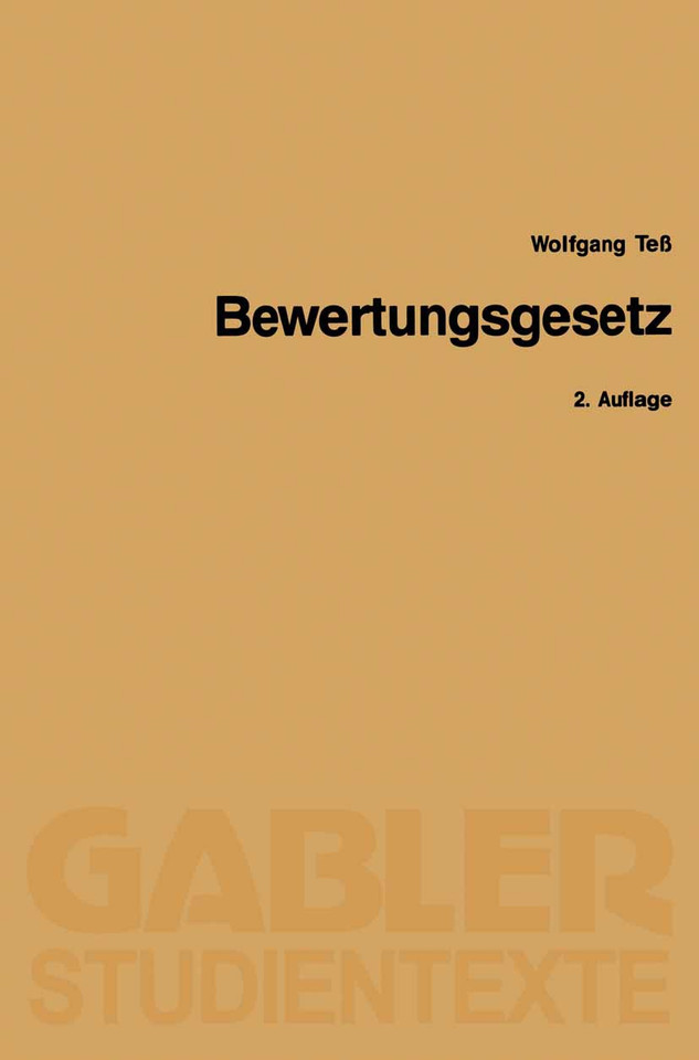 Bewertungsgesetz (Gabler-Studientexte) book cover by Wolfgang Teß