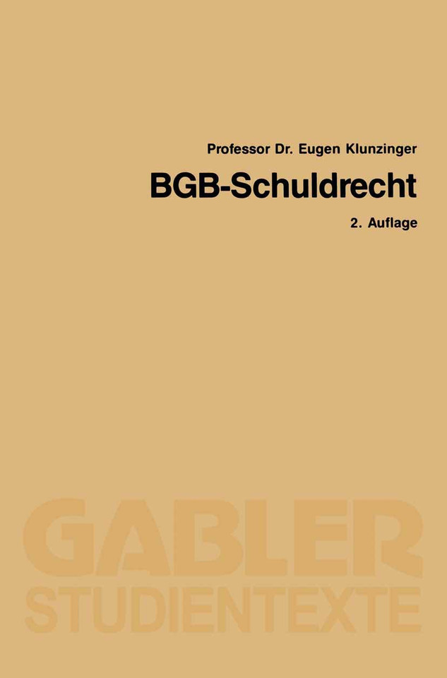 BGB-Schuldrecht (Gabler-Studientexte) book cover by Eugen Klunzinger
