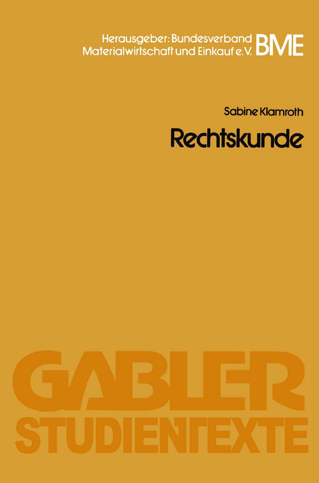 Rechtskunde (Gabler-Studientexte) book cover by Sabine Klamroth