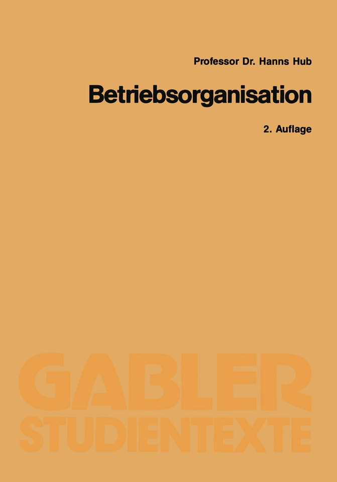 Betriebsorganisation book cover by Hanns Hub