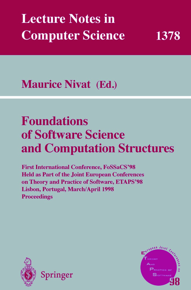 Foundations of Software Science and Computation Structures (Lecture Notes in Computer Science #1378) book cover by 