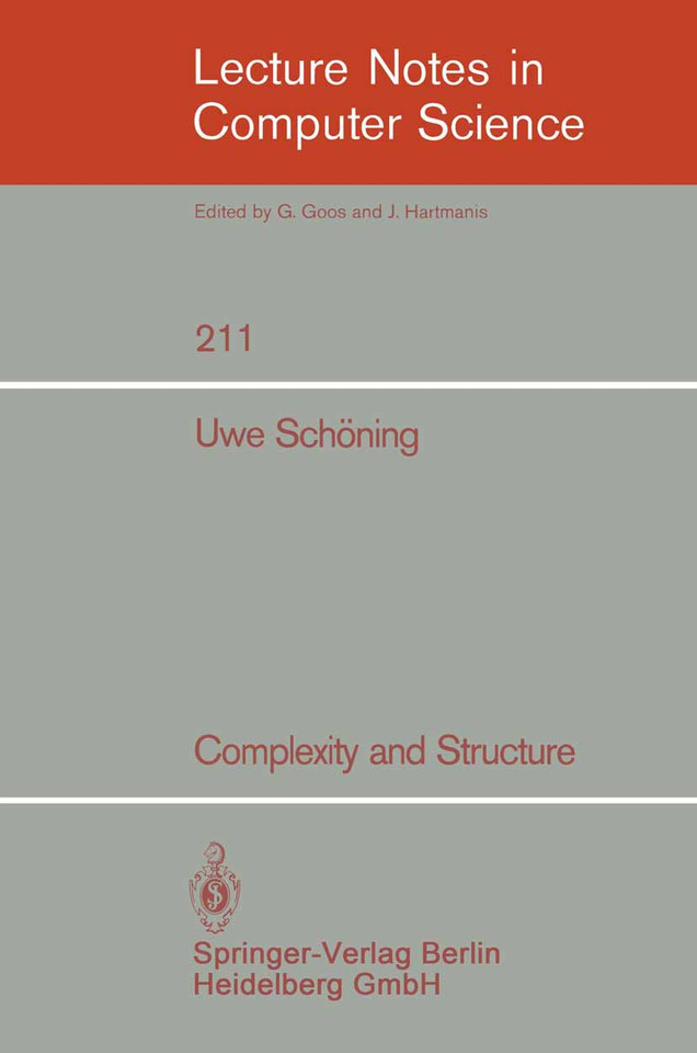 Complexity and Structure (Lecture Notes in Computer Science #211) book cover by Uwe Schöning
