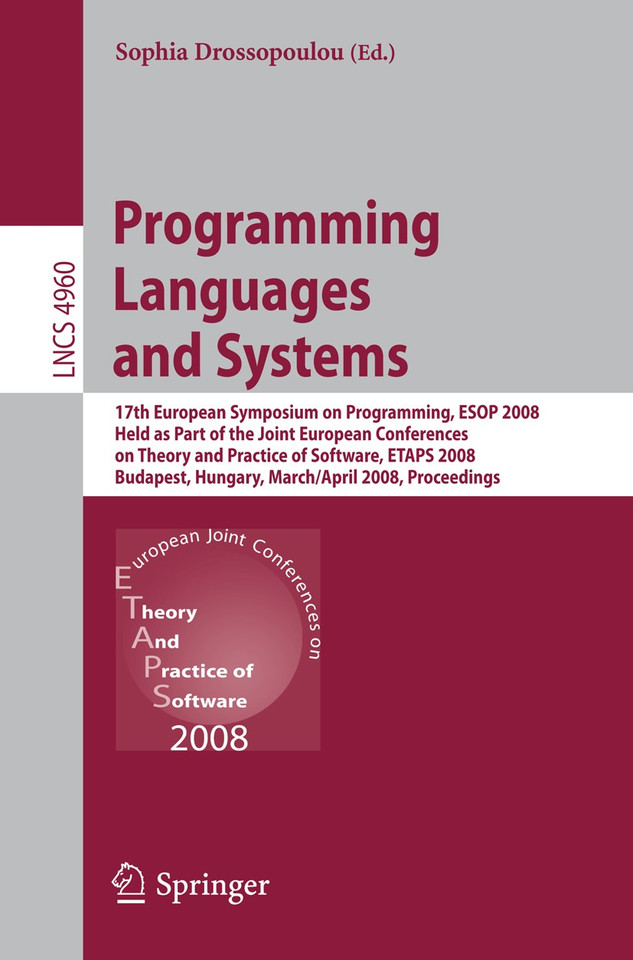 Programming Languages and Systems (Lecture Notes in Computer Science #4960) book cover by 