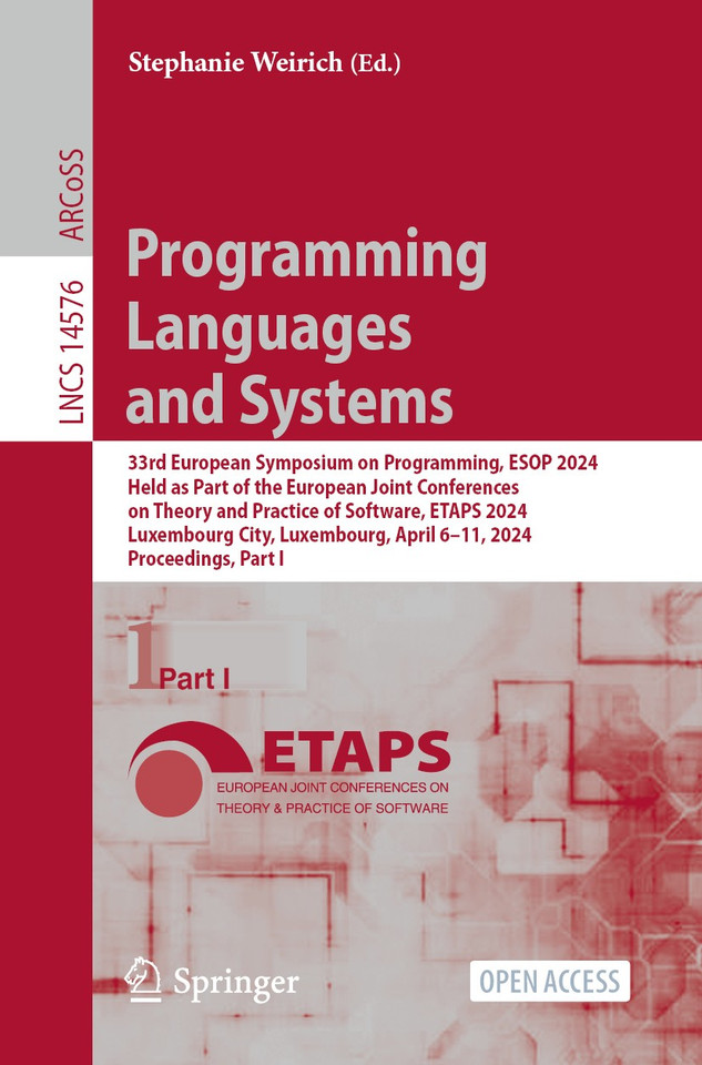 Programming Languages and Systems (Lecture Notes in Computer Science #14576) book cover by 