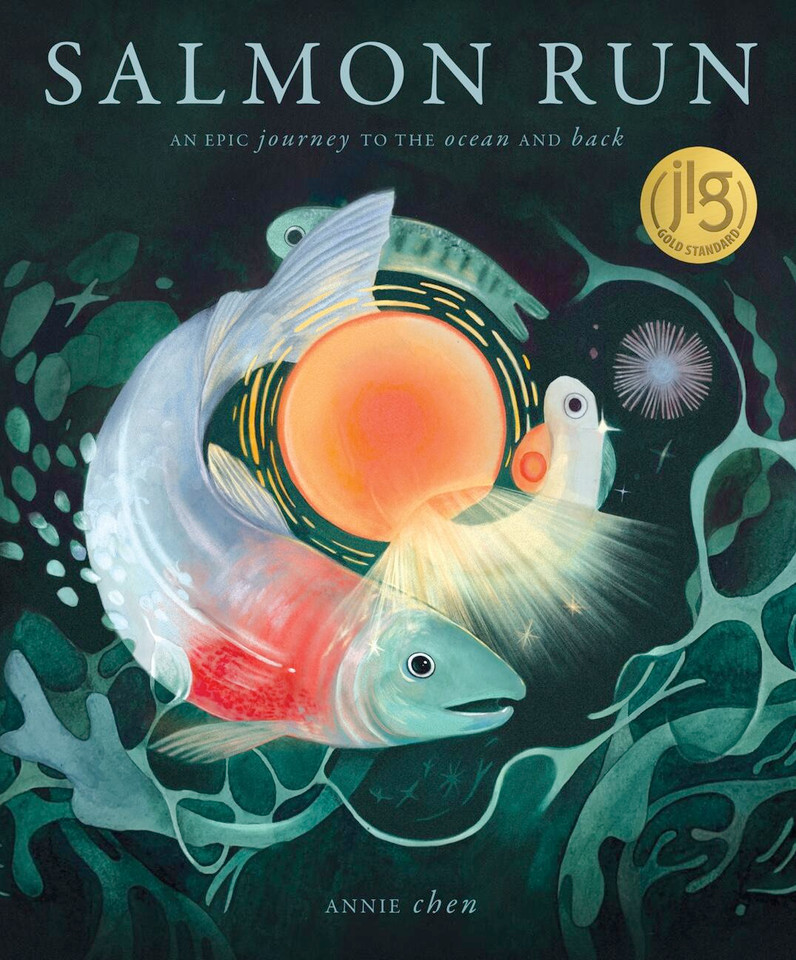 Salmon Run: An epic journey to the ocean and back book cover by Annie Chen