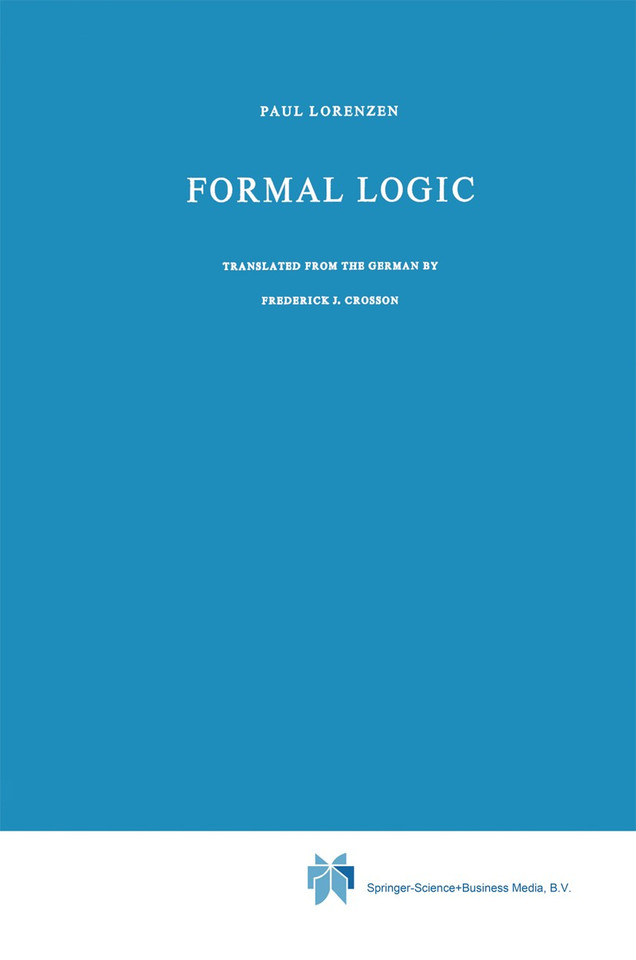Formal Logic (Synthese Library #9) book cover by P. Lorenzen