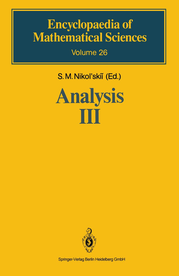 Analysis III: Spaces of Differentiable Functions (Encyclopaedia of Mathematical Sciences #26) book cover by 