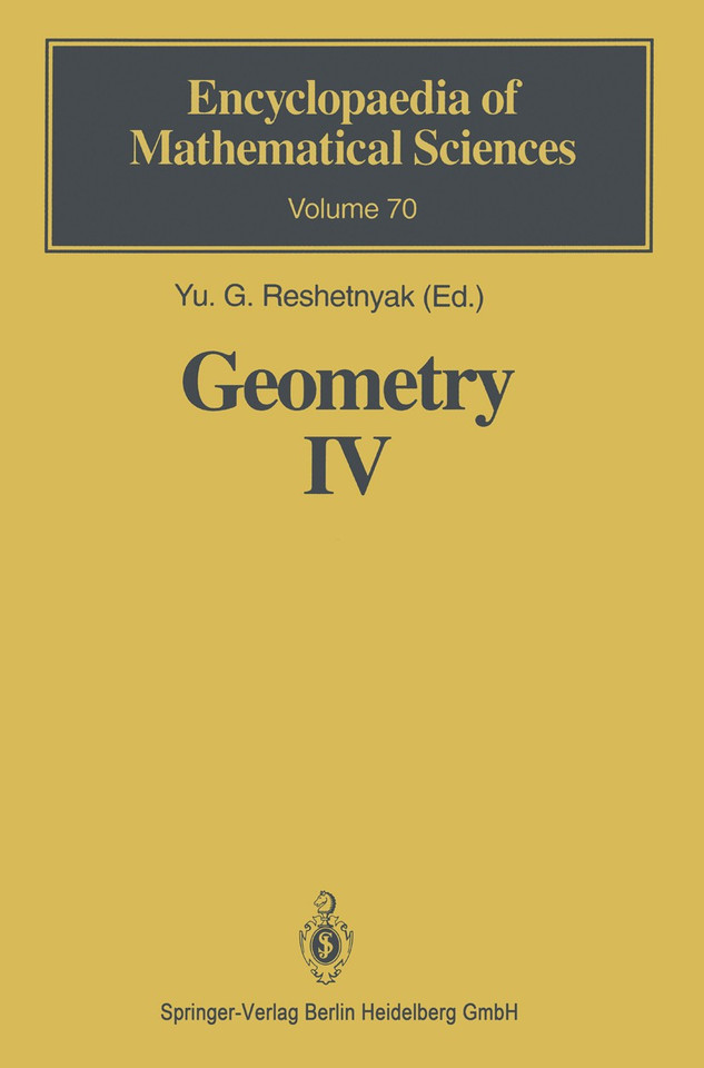 Geometry IV: Non-regular Riemannian Geometry (Encyclopaedia of Mathematical Sciences #70) book cover by 