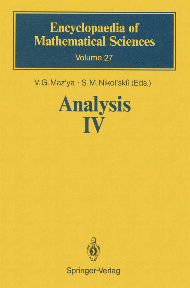 Analysis IV: Linear and Boundary Integral Equations (Encyclopaedia of Mathematical Sciences #27) book cover by V.G. Maz'ya