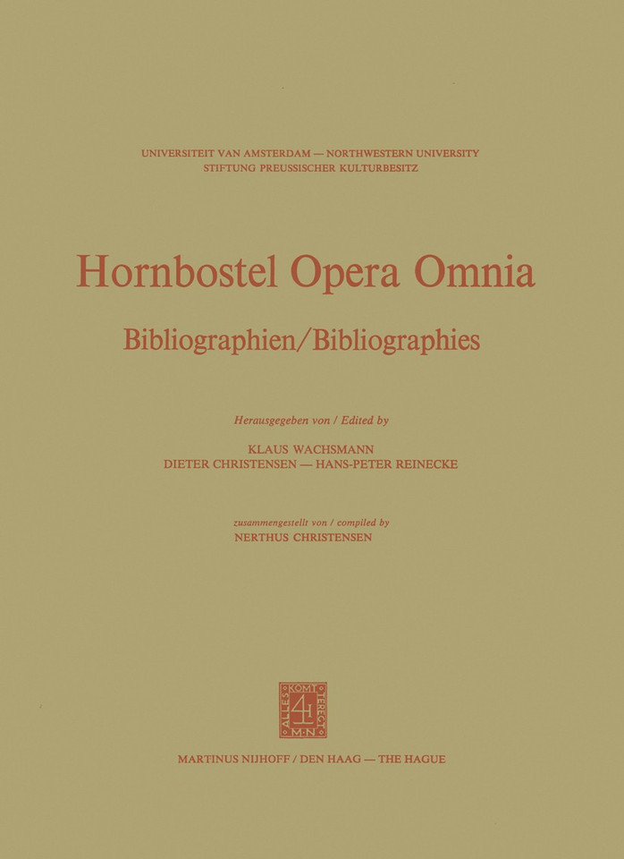 Hornbostel Opera Omnia: Bibliographien / Bibliographies (Hornborstel Opera Omnia #2) book cover by 