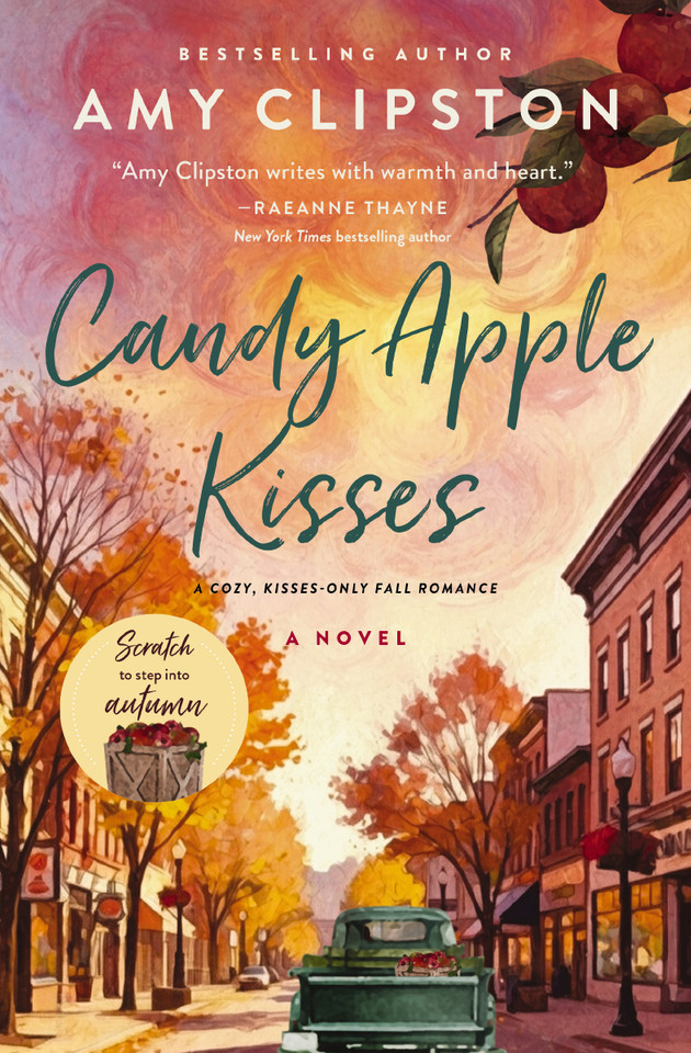 Candy Apple Kisses: A cozy, low-spice fall romance book cover by Amy Clipston