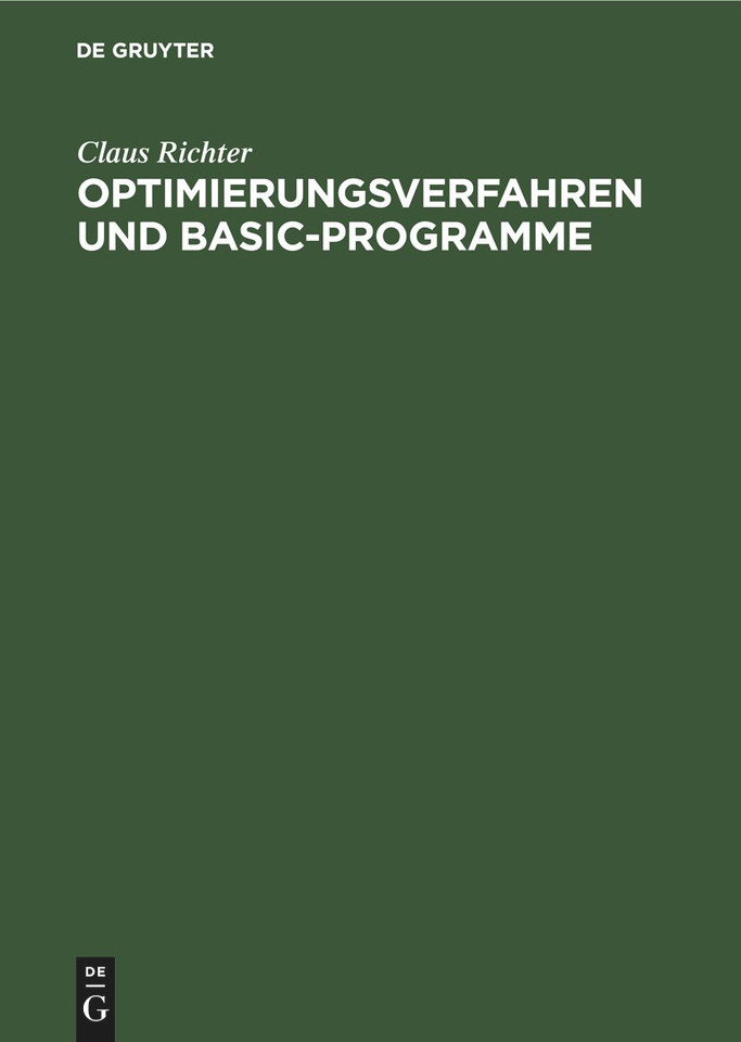 Optimierungsverfahren und BASIC-Programme [9783112594018]
