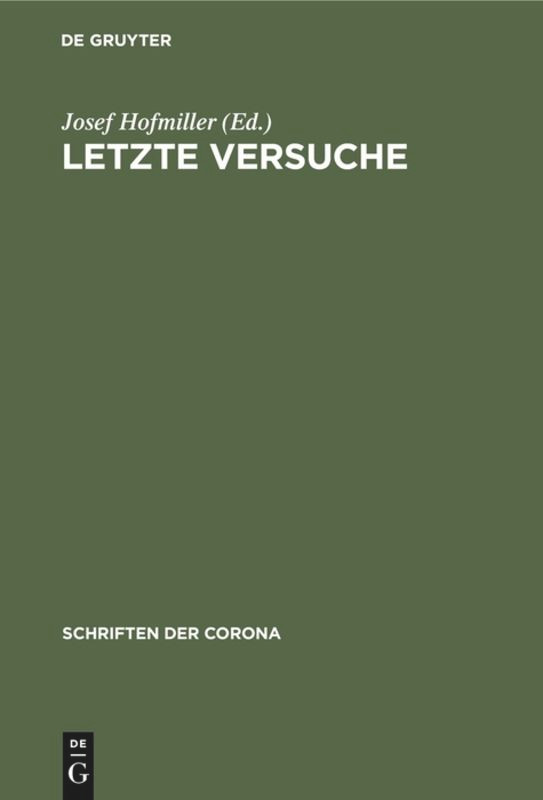 Letzte Versuche (Schriften der Corona #7) book cover by 