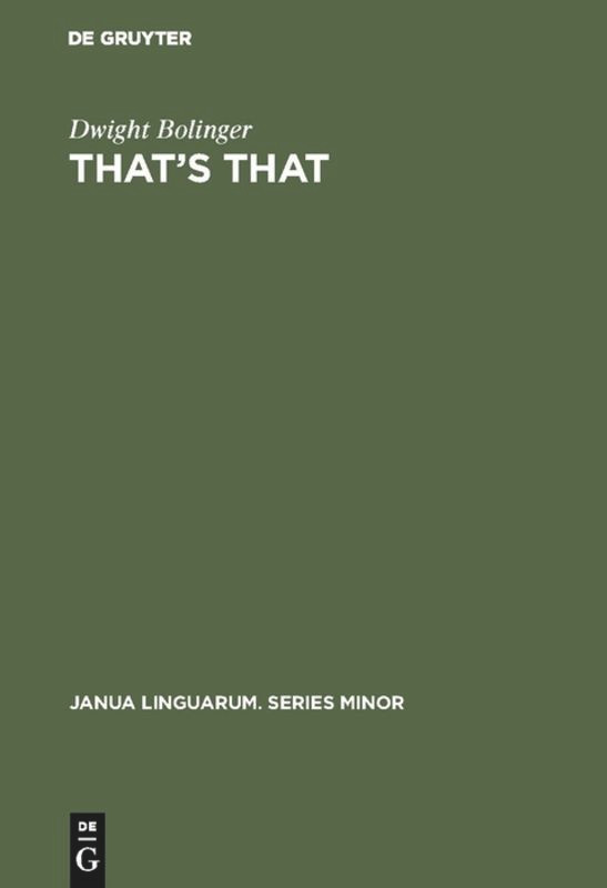 That’s That (Janua Linguarum. Series Minor #155) book cover by Dwight Bolinger