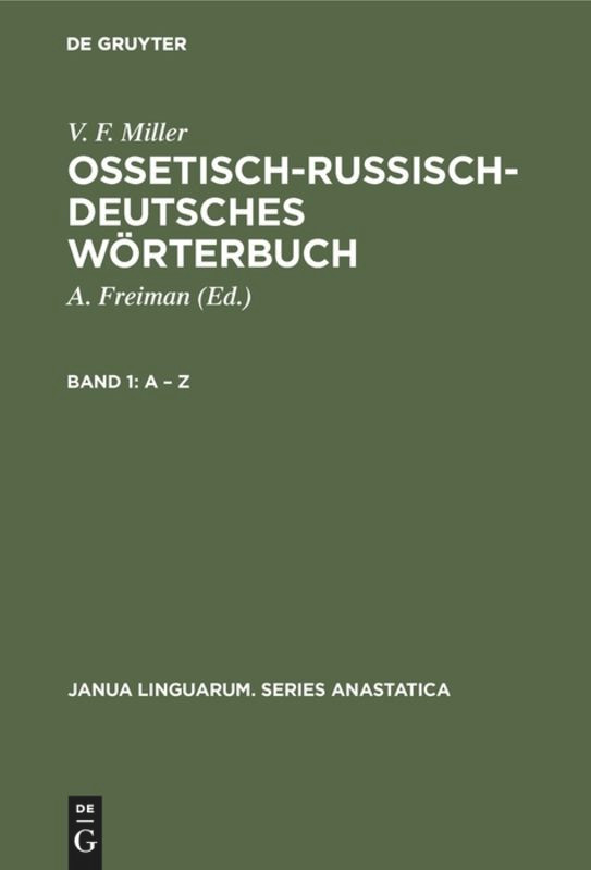 A – Z (Janua Linguarum. Series Anastatica #1/I) book cover by V. F. Miller