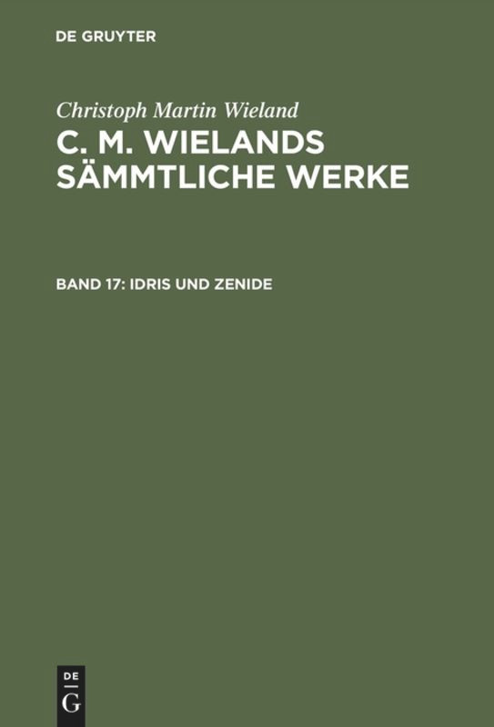 Idris und Zenide: Gesang[1–5] book cover by Christoph Martin Wieland