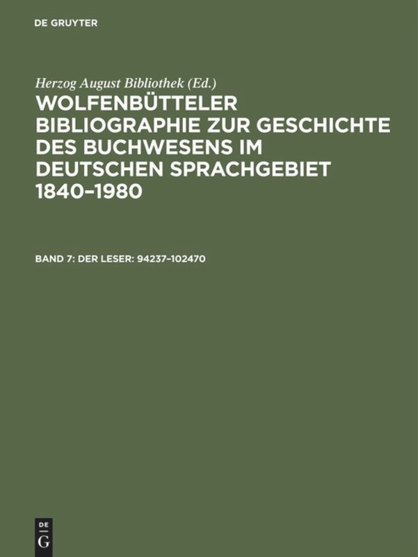 Der Leser: 94237–102470 book cover by 