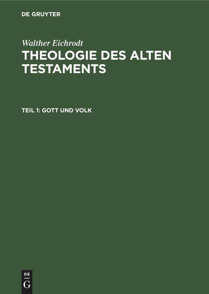 Gott und Volk book cover by Walther Eichrodt