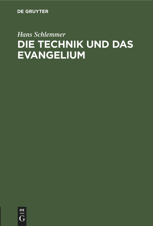 Die Technik und das Evangelium book cover by Hans Schlemmer