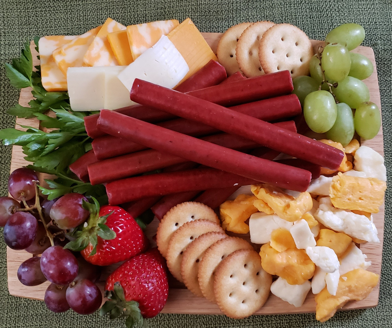 Venison, cheese, and crackers - very Wisconsin!