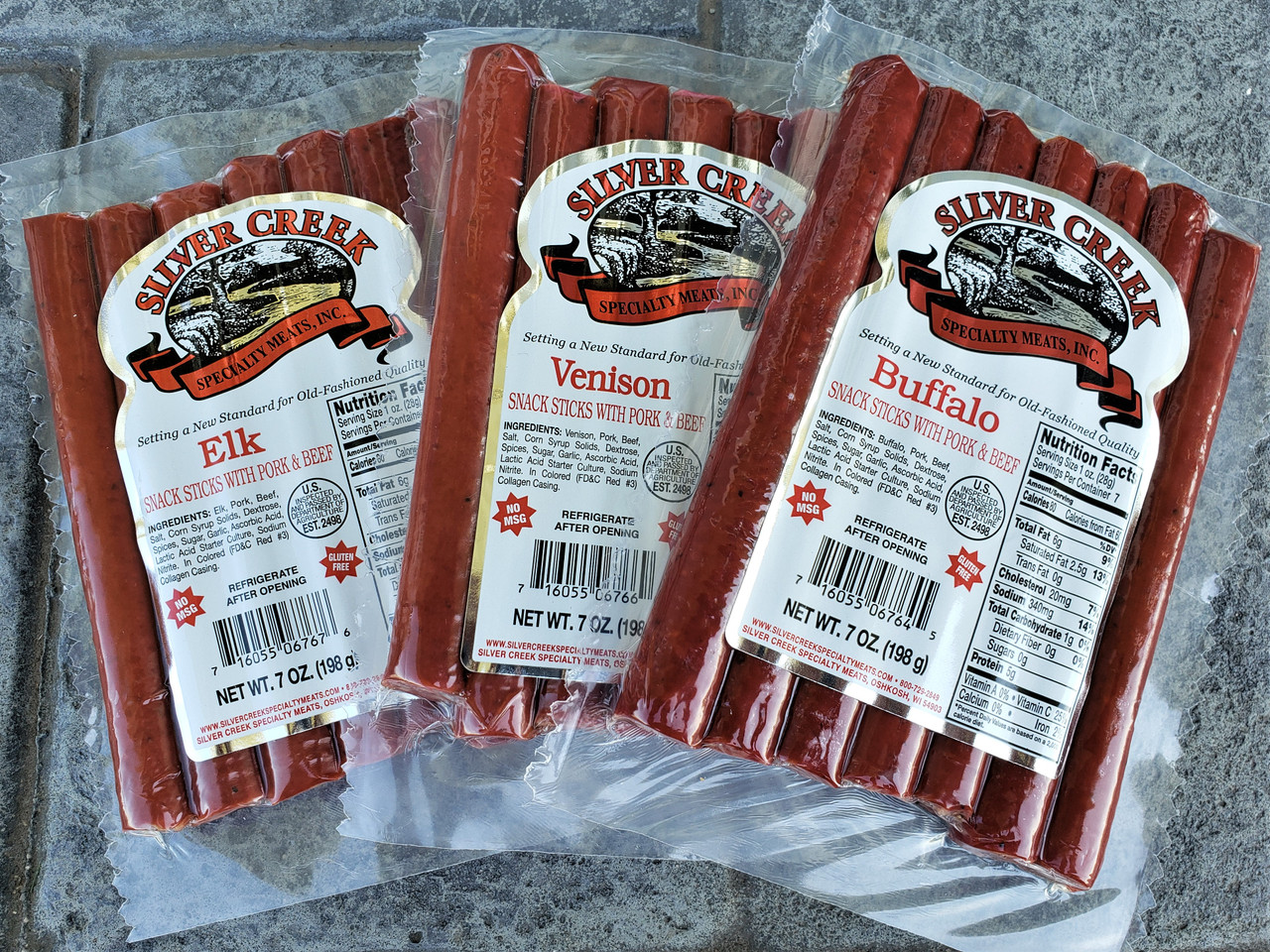 Buffalo and Elk sticks available in 7 oz packs too.