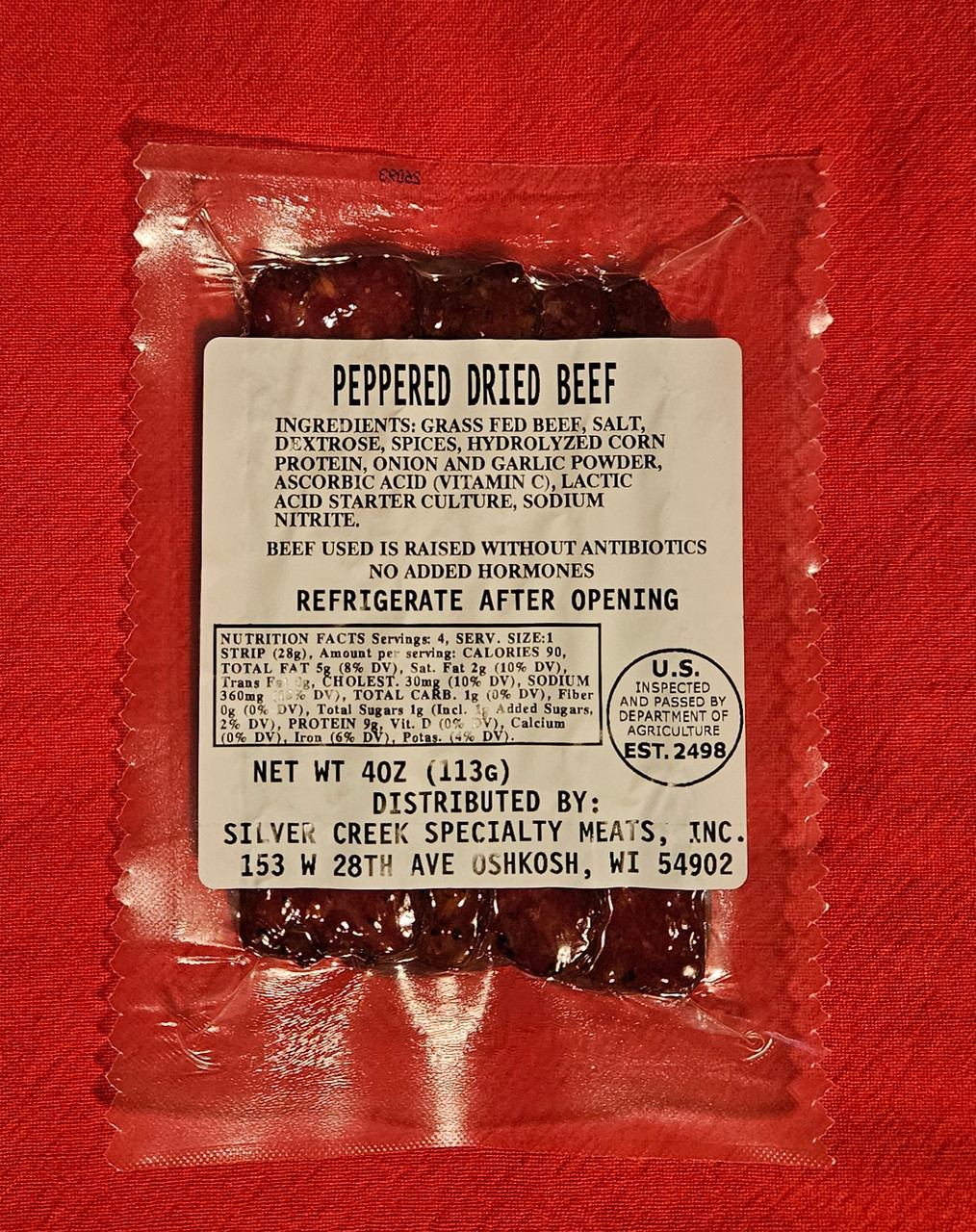 4 - 1 oz Precooked Peppered Dried Beef Strips
