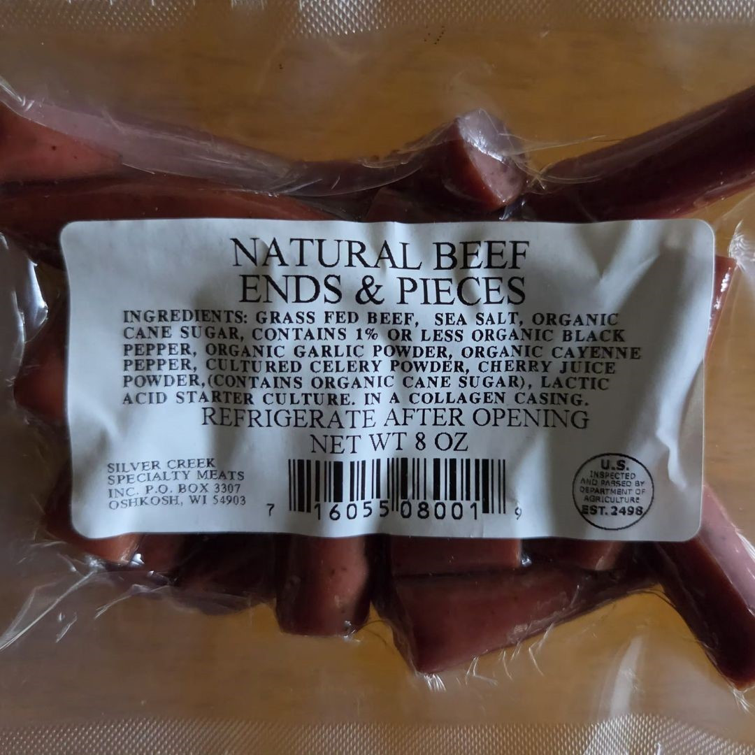 8 oz packs of All Natural Beef Snack Bites.  Fun finger food