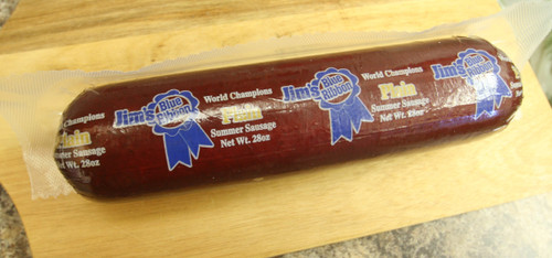 Award winning Jim's Blue Ribbon Plain Summer Sausage in 28 oz. 