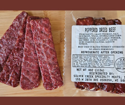4 - 1 oz Precooked Peppered Dried Beef Strips