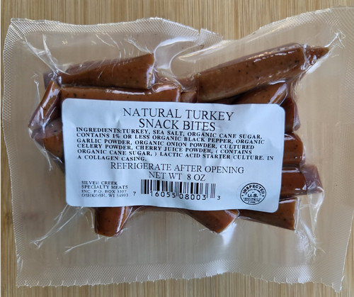 8 oz packs of All Natural Turkey Snack Bites, same great product as sticks